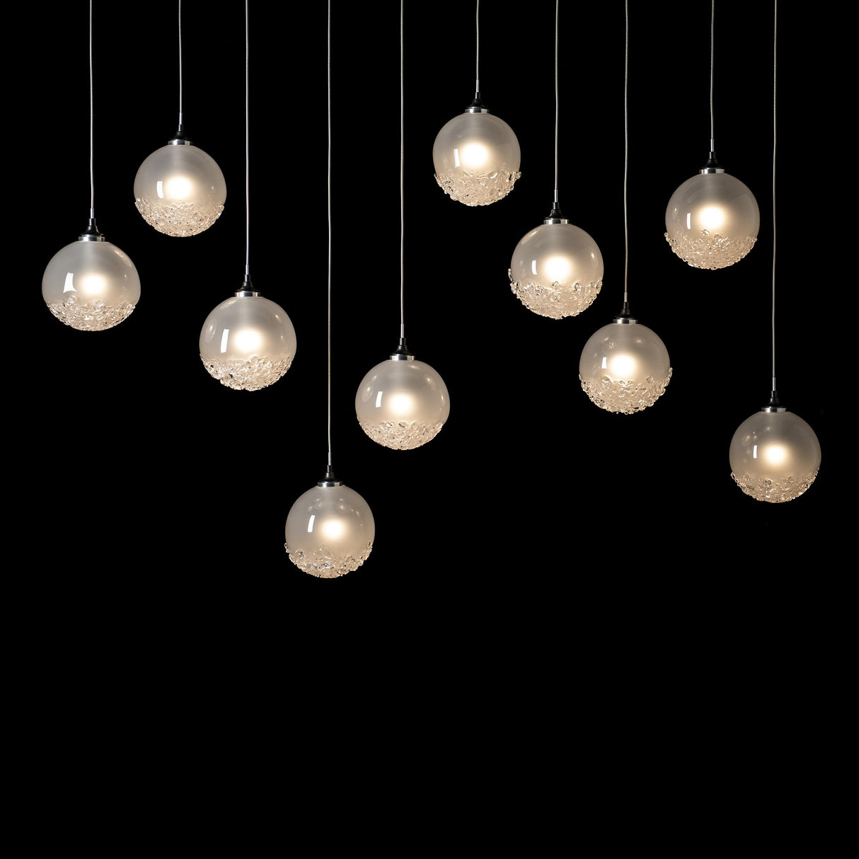 Hubbardton Forge 2023 Black Frosted Glass (FD) Standard Fritz Globe 10-Light Pendant