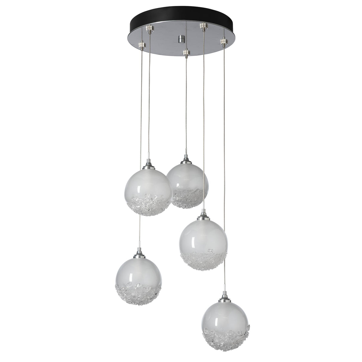Hubbardton Forge 2023 Sterling Frosted Glass (FD) Standard Fritz Globe 5-Light Pendant