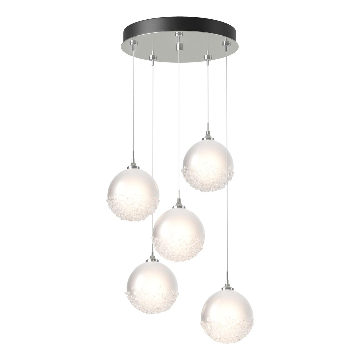 Hubbardton Forge 2023 Sterling Frosted Glass (FD) Standard Fritz Globe 5-Light Pendant