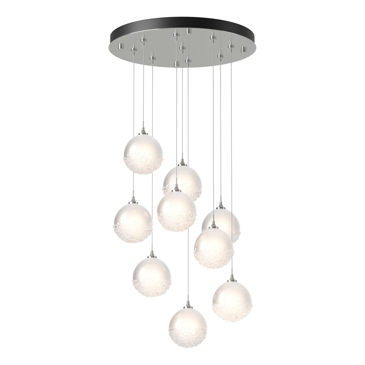 Hubbardton Forge 2023 Sterling Frosted Glass (FD) Standard Fritz Globe 9-Light Pendant