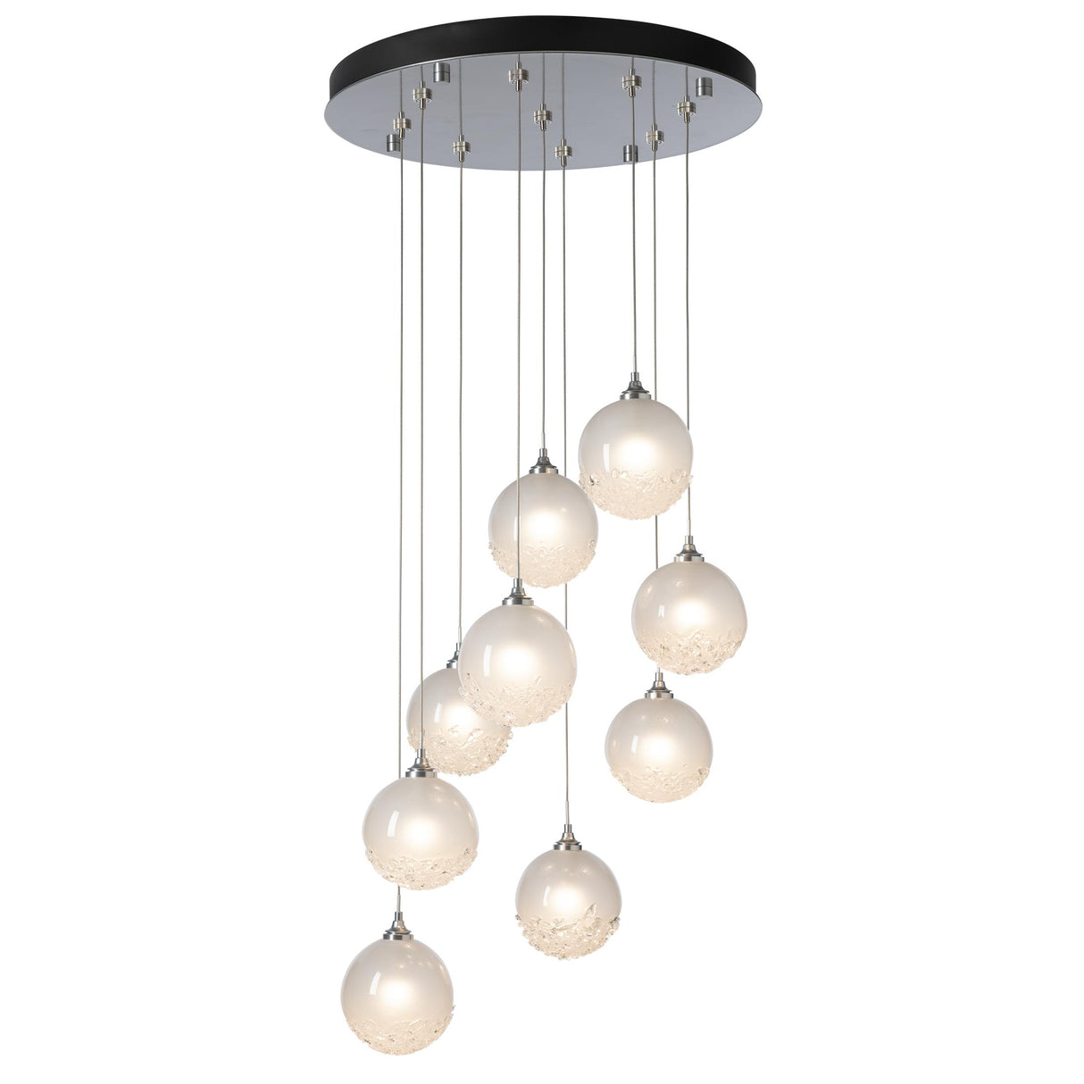 Hubbardton Forge 2023 Sterling Frosted Glass (FD) Standard Fritz Globe 9-Light Pendant