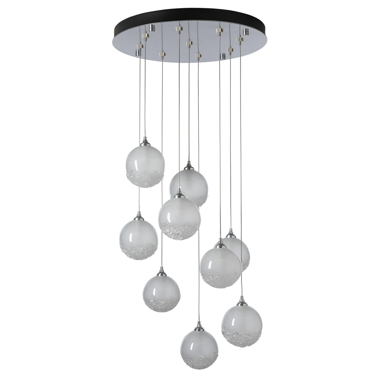 Hubbardton Forge 2023 Sterling Frosted Glass (FD) Standard Fritz Globe 9-Light Pendant