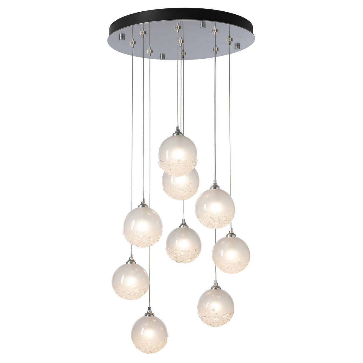 Hubbardton Forge 2023 Sterling Frosted Glass (FD) Standard Fritz Globe 9-Light Pendant