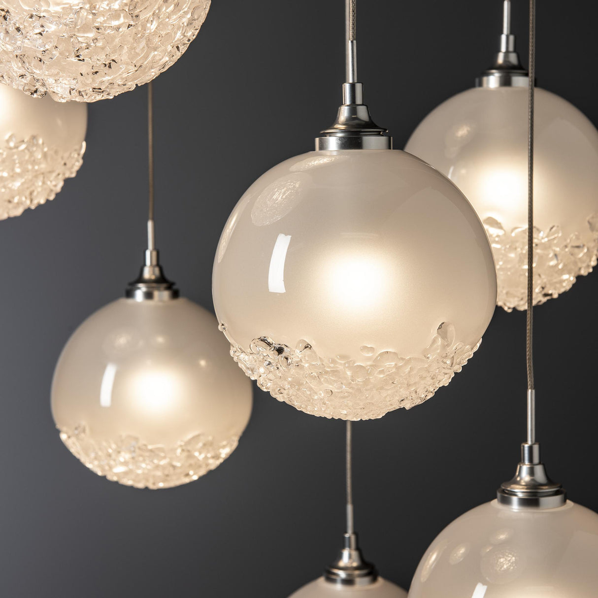 Hubbardton Forge 2023 Sterling Frosted Glass (FD) Standard Fritz Globe 9-Light Pendant