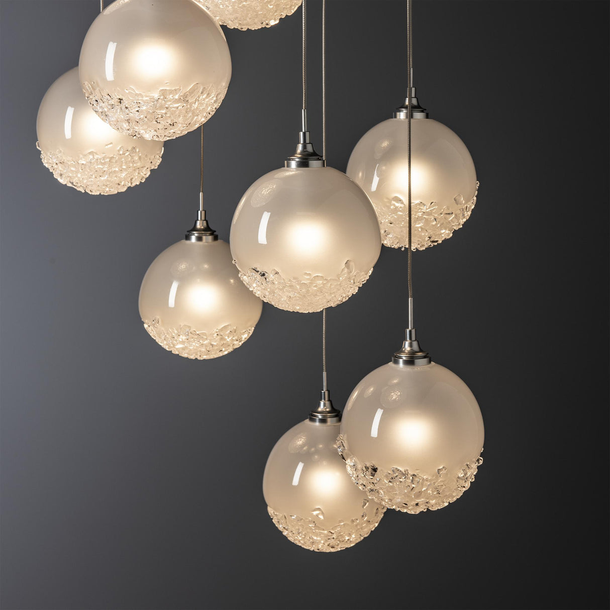 Hubbardton Forge 2023 Sterling Frosted Glass (FD) Standard Fritz Globe 9-Light Pendant