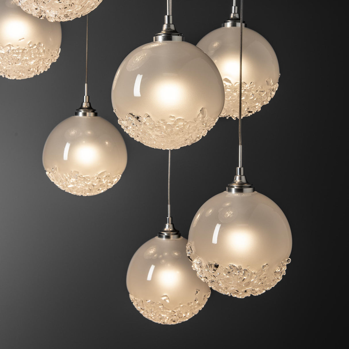 Hubbardton Forge 2023 Sterling Frosted Glass (FD) Standard Fritz Globe 9-Light Pendant