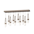 Hubbardton Forge 2022 Bronze Clear Glass with White Threading (YJ) Standard Link 10-Light Blown Glass Pendant