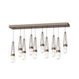 Hubbardton Forge 2022 Bronze Clear Glass with White Threading (YJ) Standard Link 10-Light Blown Glass Pendant