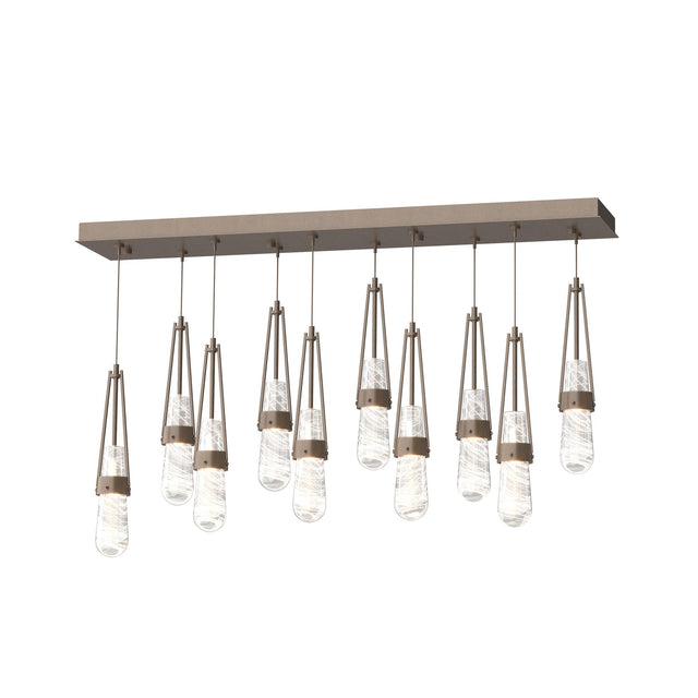 Hubbardton Forge 2022 Bronze Clear Glass with White Threading (YJ) Standard Link 10-Light Blown Glass Pendant