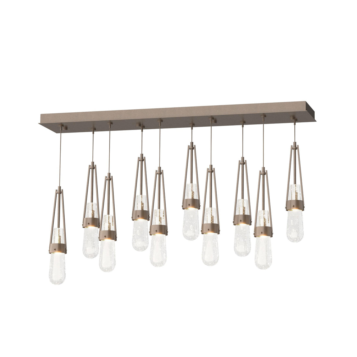 Hubbardton Forge 2022 Bronze Clear Bubble Glass (YG) Standard Link 10-Light Blown Glass Pendant