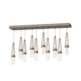 Hubbardton Forge 2022 Bronze Clear Bubble Glass (YG) Standard Link 10-Light Blown Glass Pendant