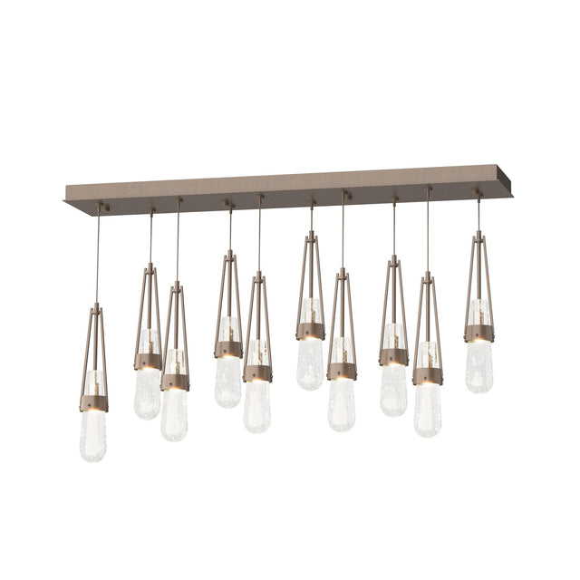 Hubbardton Forge 2022 Bronze Clear Bubble Glass (YG) Standard Link 10-Light Blown Glass Pendant