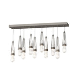 Hubbardton Forge 2022 Dark Smoke Clear Glass with White Threading (YJ) Standard Link 10-Light Blown Glass Pendant