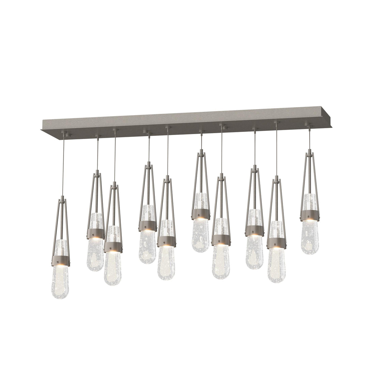 Hubbardton Forge 2022 Dark Smoke Clear Bubble Glass (YG) Standard Link 10-Light Blown Glass Pendant