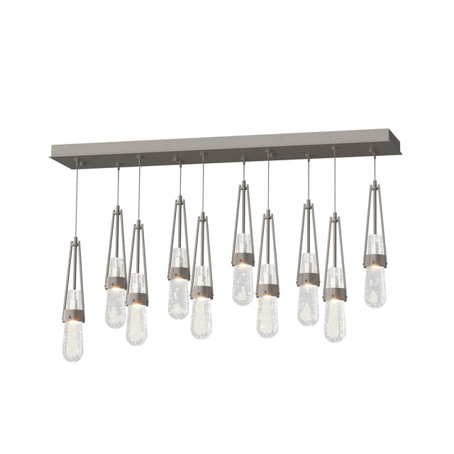 Hubbardton Forge 2022 Dark Smoke Clear Bubble Glass (YG) Standard Link 10-Light Blown Glass Pendant