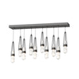 Hubbardton Forge 2022 Black Clear Glass with White Threading (YJ) Standard Link 10-Light Blown Glass Pendant