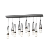 Hubbardton Forge 2022 Black Clear Glass with White Threading (YJ) Standard Link 10-Light Blown Glass Pendant