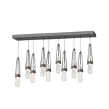 Hubbardton Forge 2022 Black Clear Bubble Glass (YG) Standard Link 10-Light Blown Glass Pendant