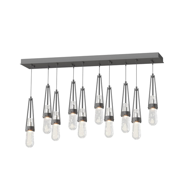 Hubbardton Forge 2022 Black Clear Bubble Glass (YG) Standard Link 10-Light Blown Glass Pendant