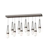Hubbardton Forge 2022 Oil Rubbed Bronze Clear Glass with White Threading (YJ) Standard Link 10-Light Blown Glass Pendant