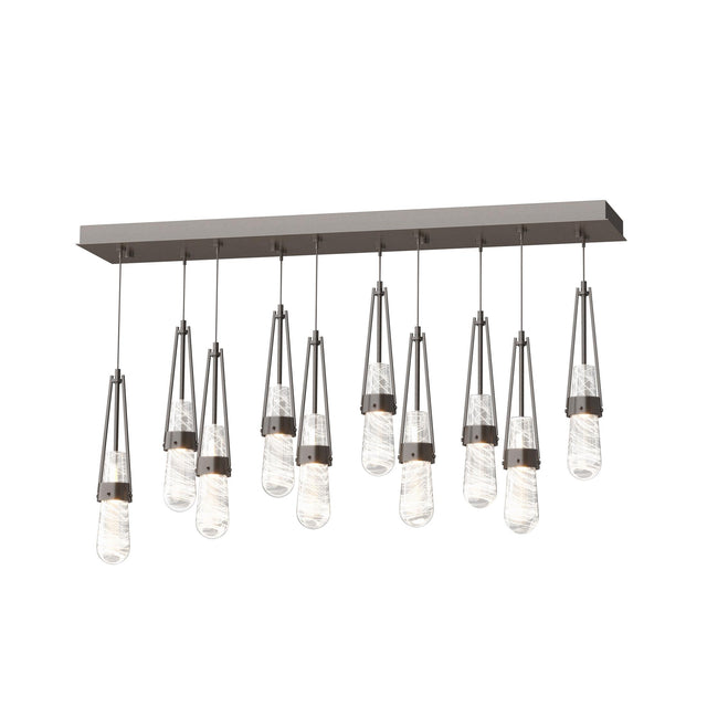 Hubbardton Forge 2022 Oil Rubbed Bronze Clear Glass with White Threading (YJ) Standard Link 10-Light Blown Glass Pendant