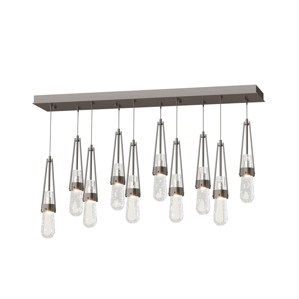 Hubbardton Forge 2022 Oil Rubbed Bronze Clear Bubble Glass (YG) Standard Link 10-Light Blown Glass Pendant