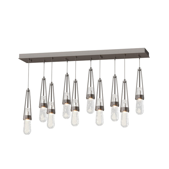 Hubbardton Forge 2022 Oil Rubbed Bronze Clear Bubble Glass (YG) Standard Link 10-Light Blown Glass Pendant