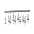 Hubbardton Forge 2022 Natural Iron Clear Glass with White Threading (YJ) Standard Link 10-Light Blown Glass Pendant