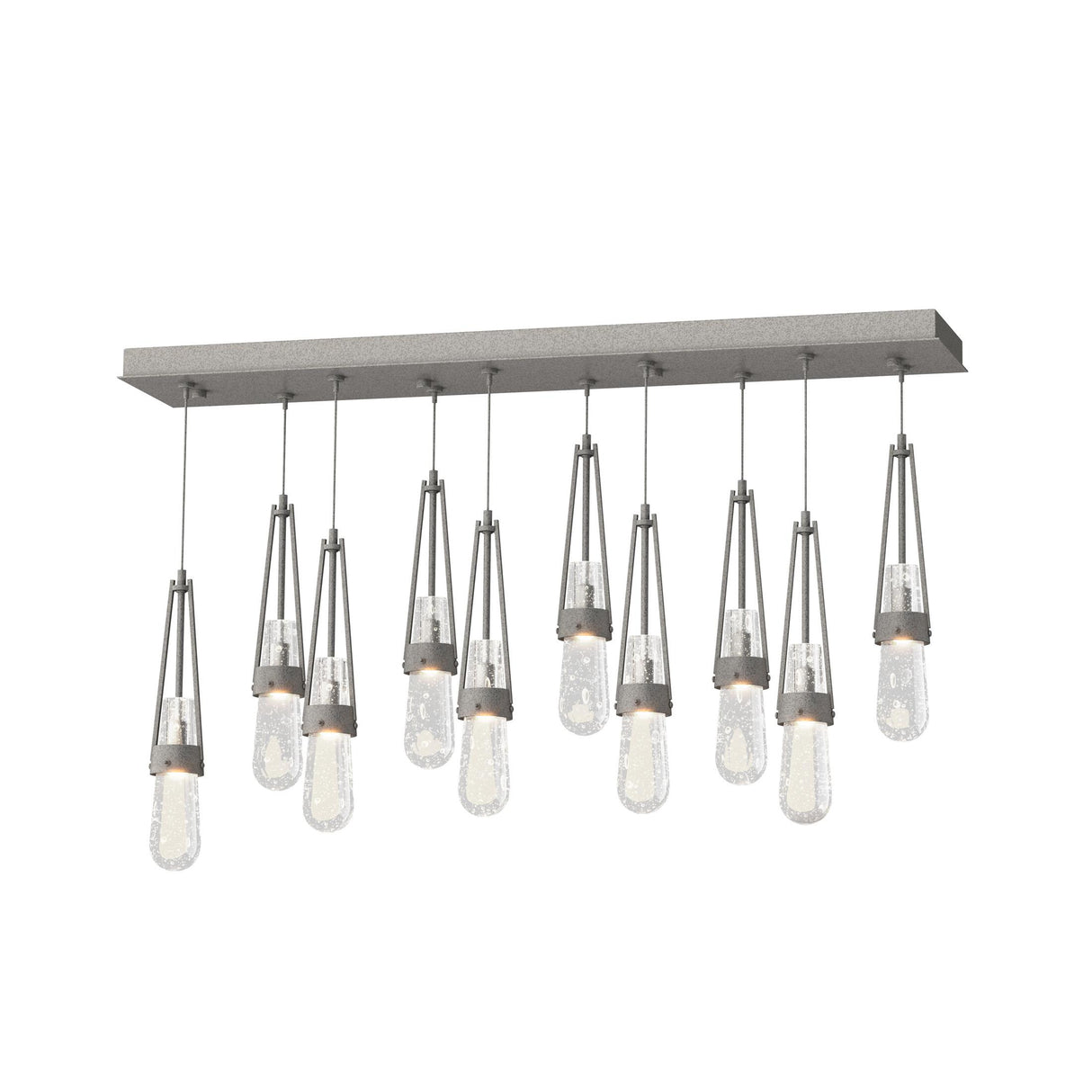 Hubbardton Forge 2022 Natural Iron Clear Bubble Glass (YG) Standard Link 10-Light Blown Glass Pendant