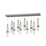 Hubbardton Forge 2022 Natural Iron Clear Bubble Glass (YG) Standard Link 10-Light Blown Glass Pendant