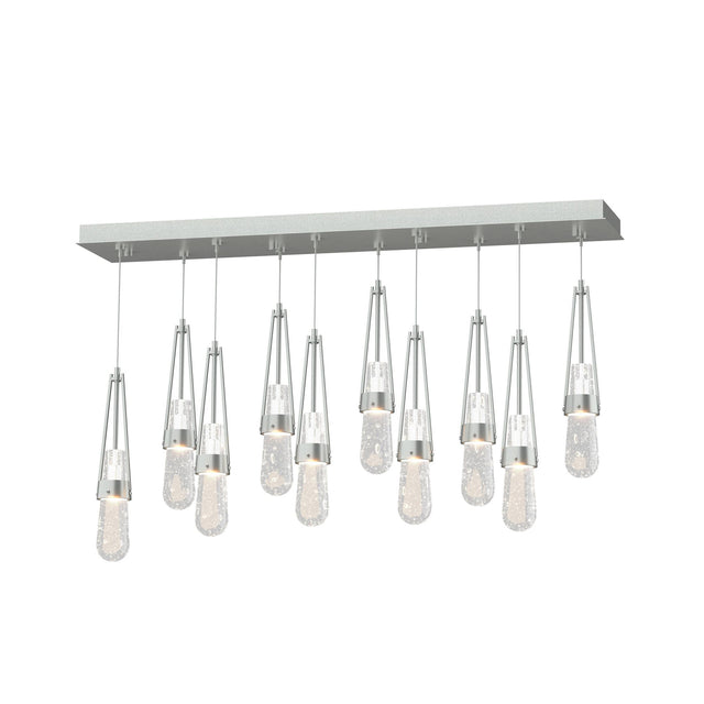 Hubbardton Forge 2022 Vintage Platinum Clear Bubble Glass (YG) Standard Link 10-Light Blown Glass Pendant