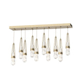 Hubbardton Forge 2022 Soft Gold Clear Glass with White Threading (YJ) Standard Link 10-Light Blown Glass Pendant