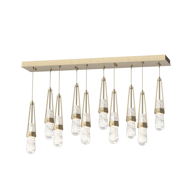 Hubbardton Forge 2022 Soft Gold Clear Glass with White Threading (YJ) Standard Link 10-Light Blown Glass Pendant