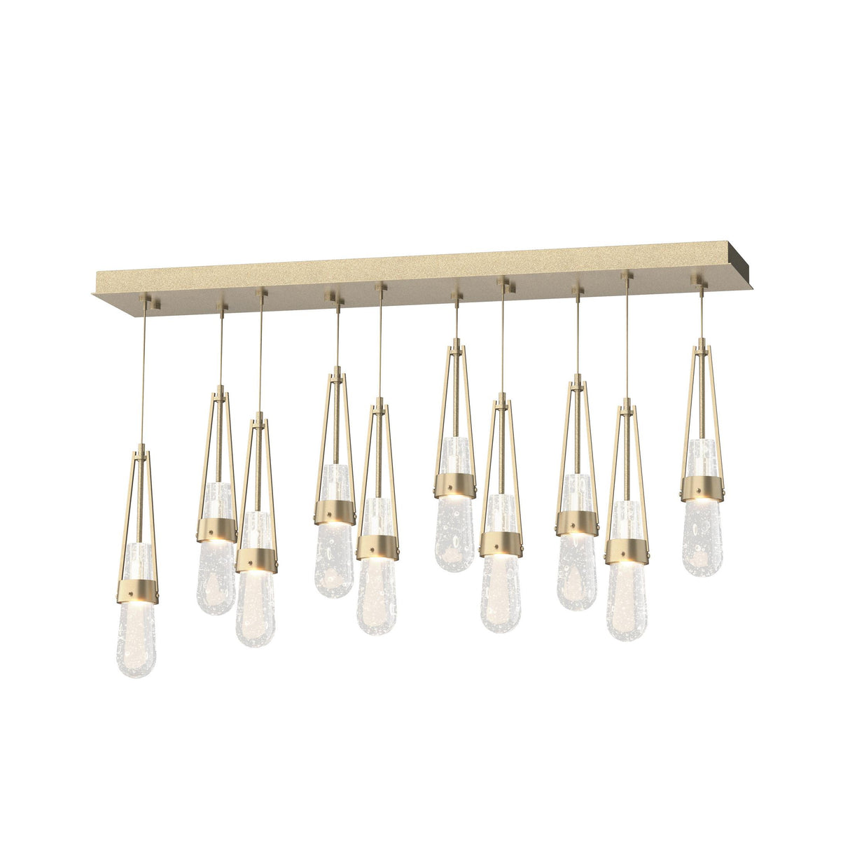 Hubbardton Forge 2022 Soft Gold Clear Bubble Glass (YG) Standard Link 10-Light Blown Glass Pendant