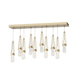 Hubbardton Forge 2022 Soft Gold Clear Bubble Glass (YG) Standard Link 10-Light Blown Glass Pendant