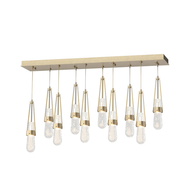 Hubbardton Forge 2022 Soft Gold Clear Bubble Glass (YG) Standard Link 10-Light Blown Glass Pendant