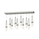Hubbardton Forge 2022 Sterling Clear Glass with White Threading (YJ) Standard Link 10-Light Blown Glass Pendant