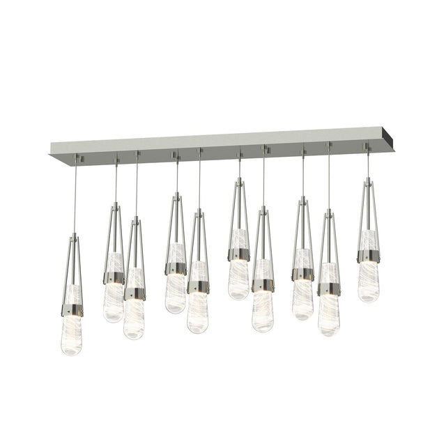Hubbardton Forge 2022 Sterling Clear Glass with White Threading (YJ) Standard Link 10-Light Blown Glass Pendant
