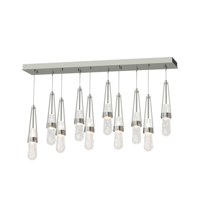 Hubbardton Forge 2022 Sterling Clear Bubble Glass (YG) Standard Link 10-Light Blown Glass Pendant
