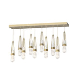 Hubbardton Forge 2022 Modern Brass Clear Glass with White Threading (YJ) Standard Link 10-Light Blown Glass Pendant