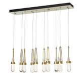 Hubbardton Forge 2022 Modern Brass Clear Glass with White Threading (YJ) Standard Link 10-Light Blown Glass Pendant