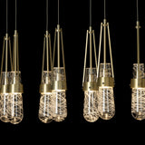 Hubbardton Forge 2022 Modern Brass Clear Glass with White Threading (YJ) Standard Link 10-Light Blown Glass Pendant