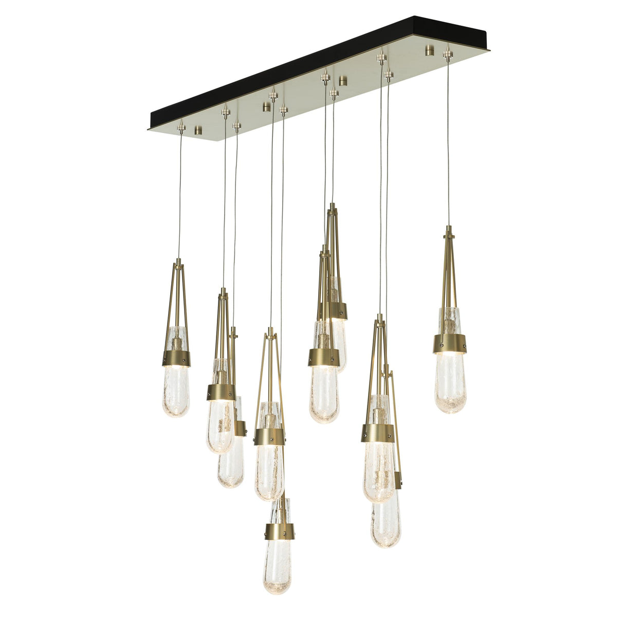 Hubbardton Forge 2022 Modern Brass Clear Bubble Glass (YG) Standard Link 10-Light Blown Glass Pendant
