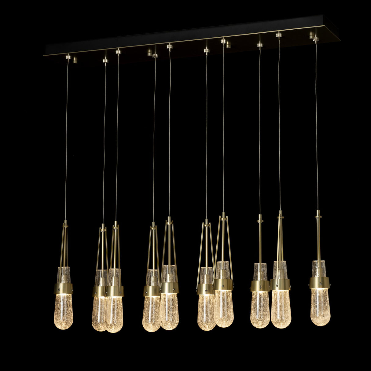 Hubbardton Forge 2022 Modern Brass Clear Bubble Glass (YG) Standard Link 10-Light Blown Glass Pendant