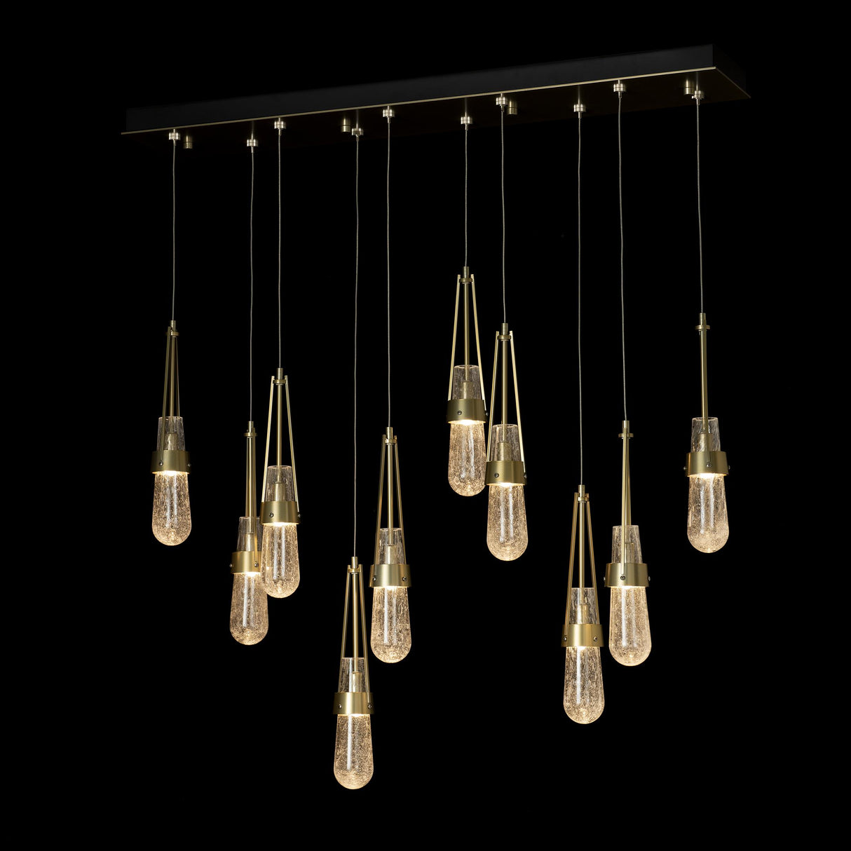 Hubbardton Forge 2022 Modern Brass Clear Bubble Glass (YG) Standard Link 10-Light Blown Glass Pendant