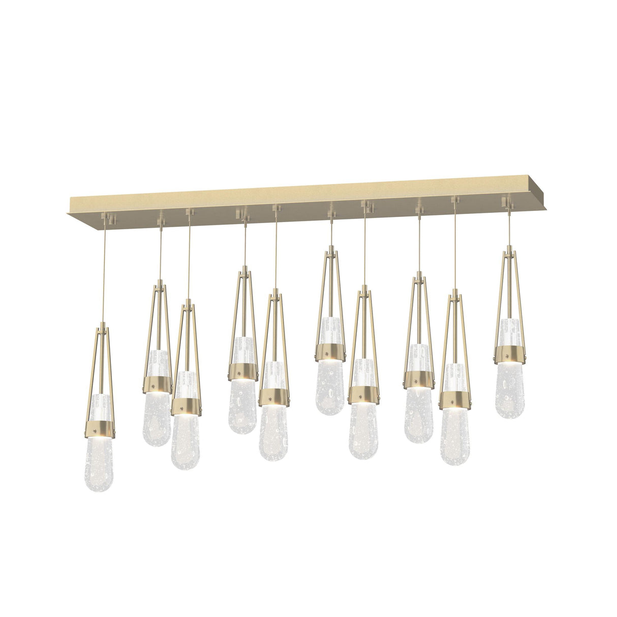 Hubbardton Forge 2022 Modern Brass Clear Bubble Glass (YG) Standard Link 10-Light Blown Glass Pendant