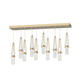 Hubbardton Forge 2022 Modern Brass Clear Bubble Glass (YG) Standard Link 10-Light Blown Glass Pendant