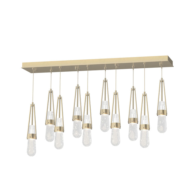 Hubbardton Forge 2022 Modern Brass Clear Bubble Glass (YG) Standard Link 10-Light Blown Glass Pendant