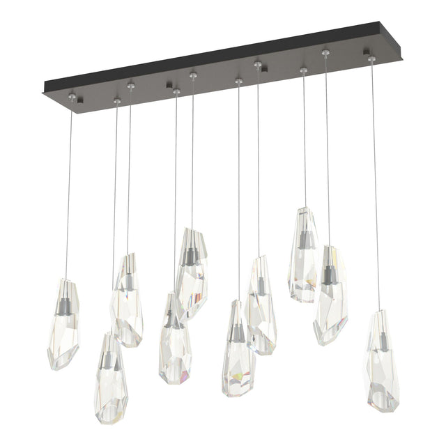 Hubbardton Forge 2022 Dark Smoke Crystal Standard Luma 10-Light Large Crystal Pendant