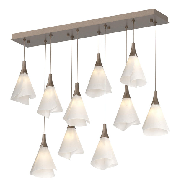 Hubbardton Forge 2022 Bronze Spun Frost (SH) Standard Mobius 10-Light Pendant